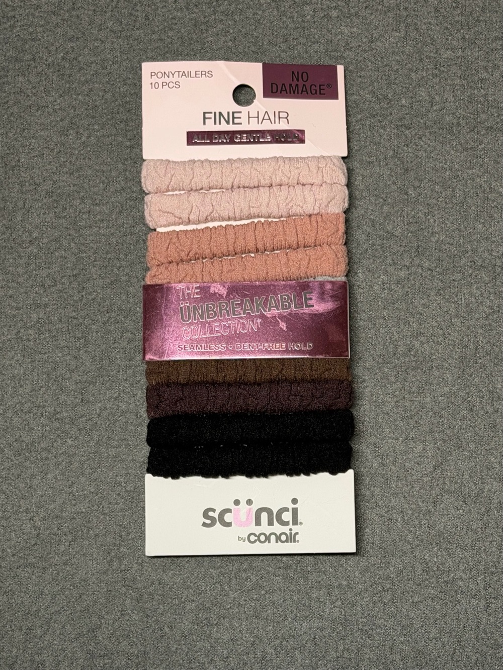 Scunci by Conair Unbreakable Fine Hair Ponytailers, Muted Neutrals - 10 CT